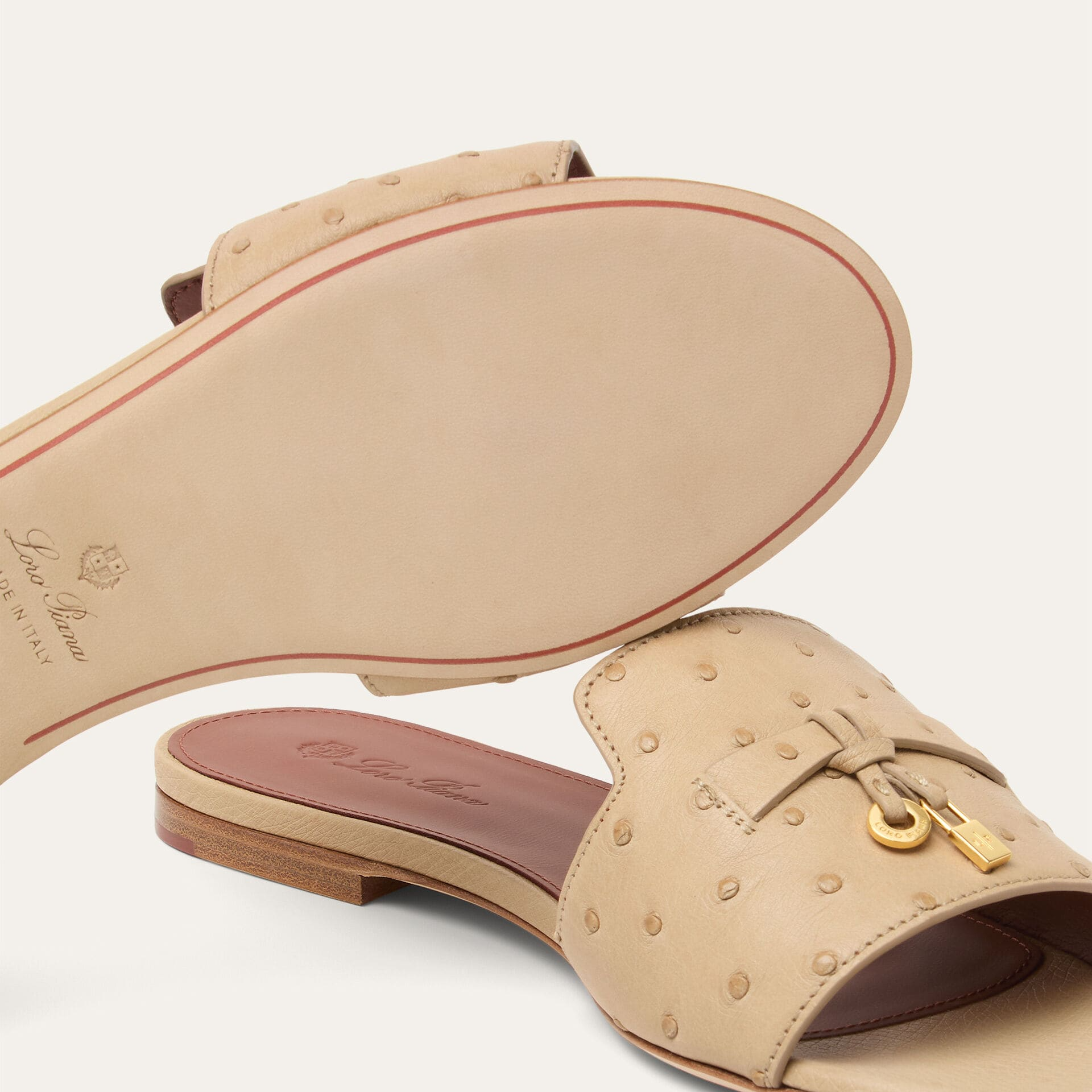 Loro Piana Summer Charms Sandal in Ostrich Leather