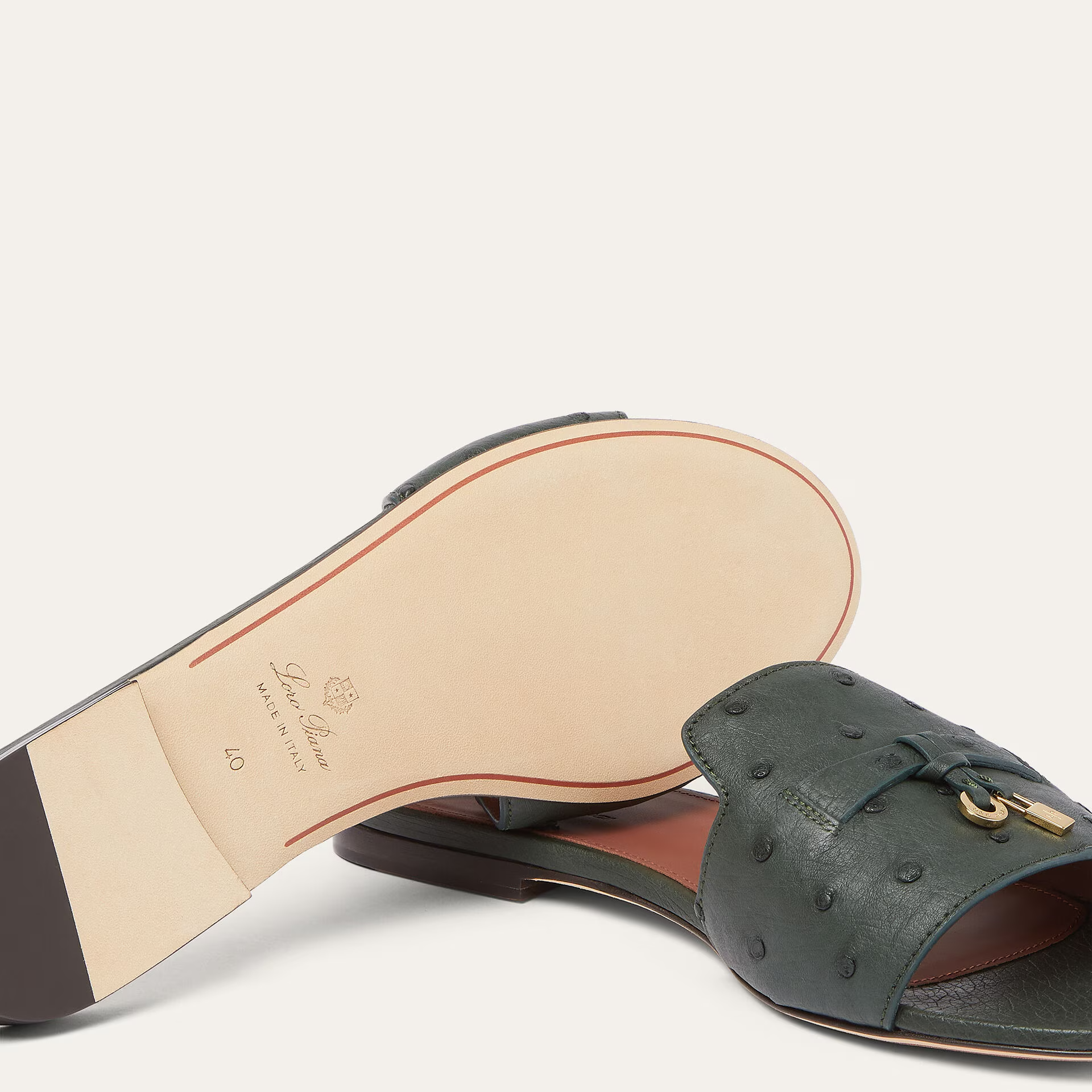 Loro Piana Summer Charms Sandal in Ostrich Leather