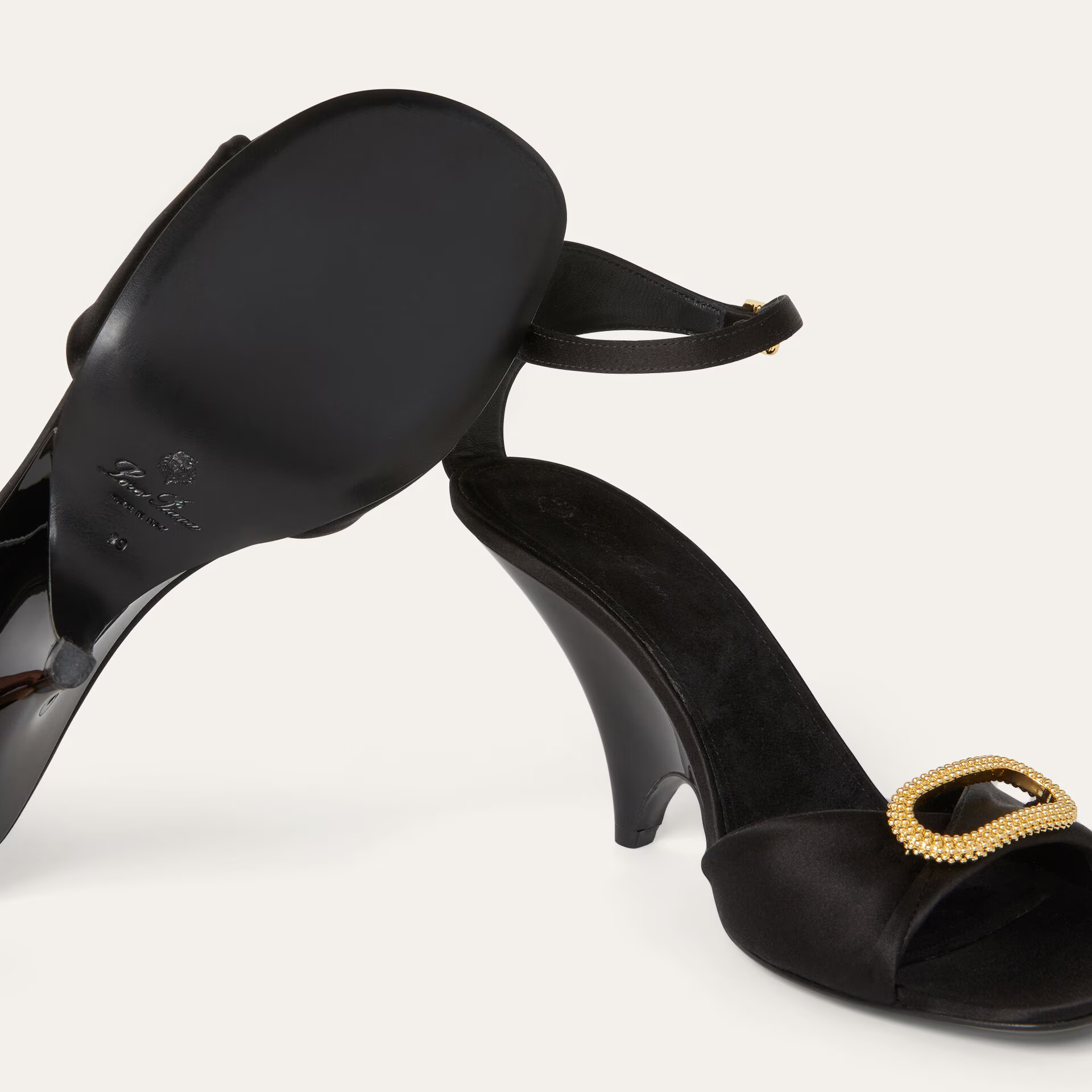 Loro Piana Olympia Heeled Sandal in Viscose, Silk