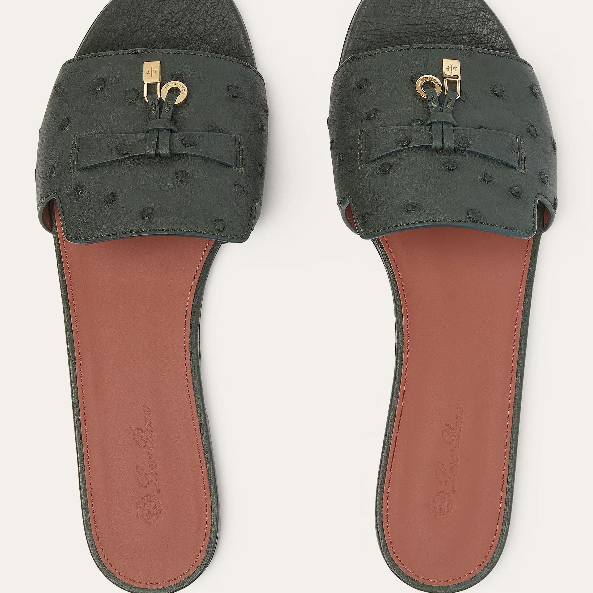 Loro Piana Summer Charms Sandal in Ostrich Leather