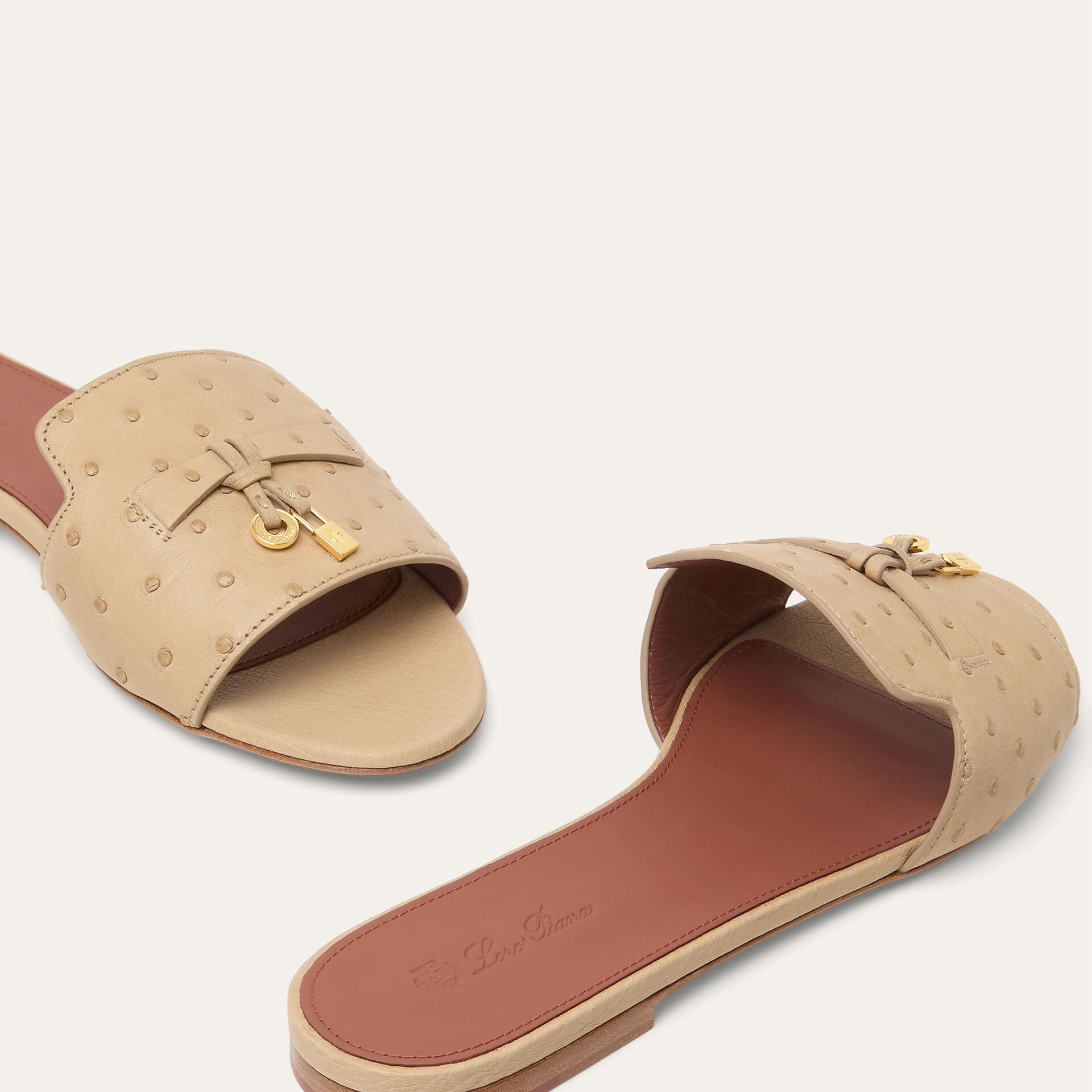 Loro Piana Summer Charms Sandal in Ostrich Leather