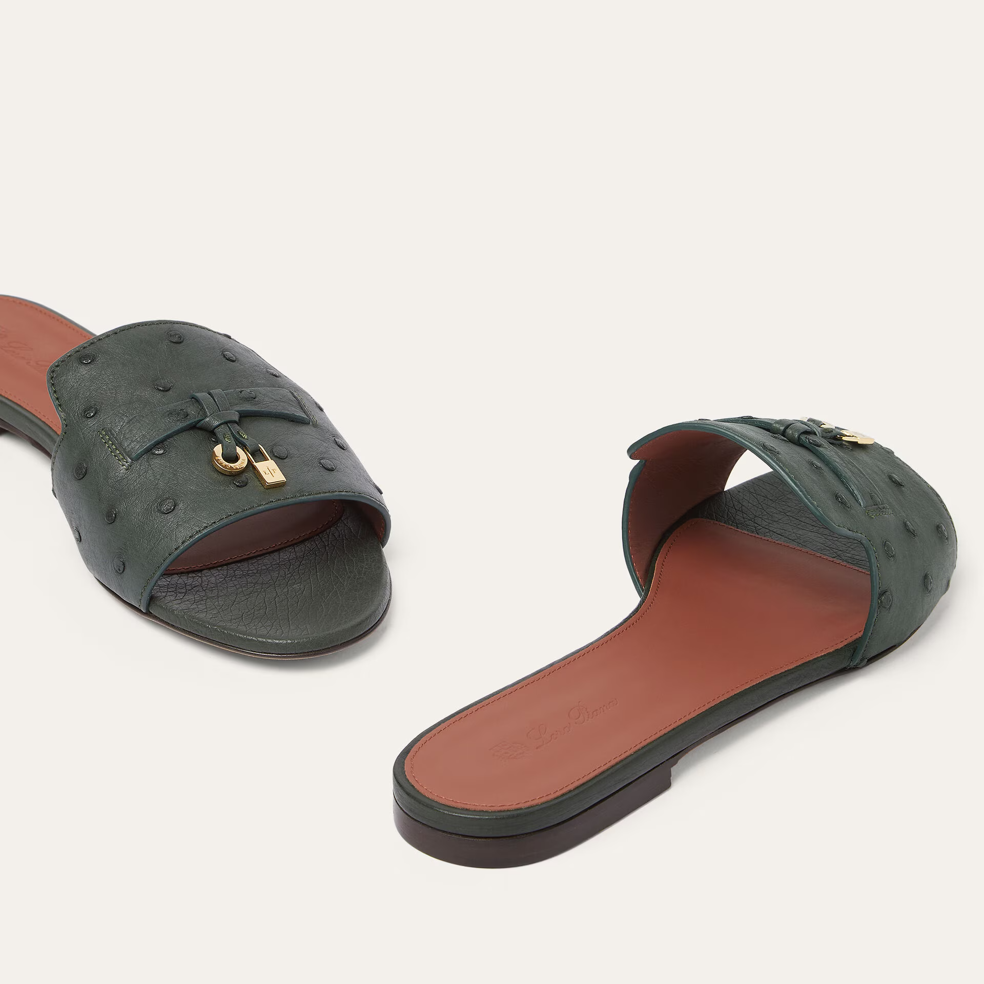 Loro Piana Summer Charms Sandal in Ostrich Leather