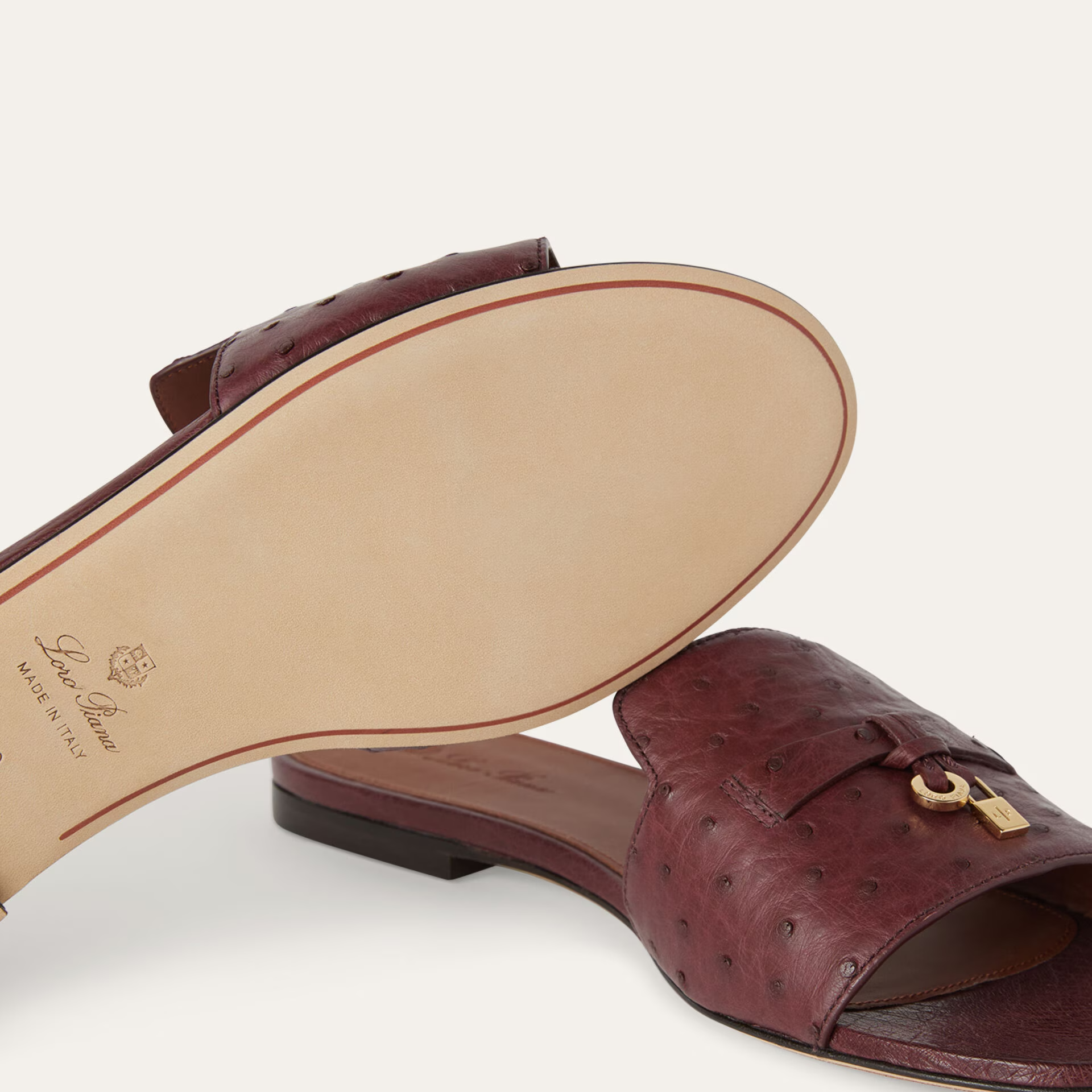 Loro Piana Summer Charms Sandal in Ostrich Leather