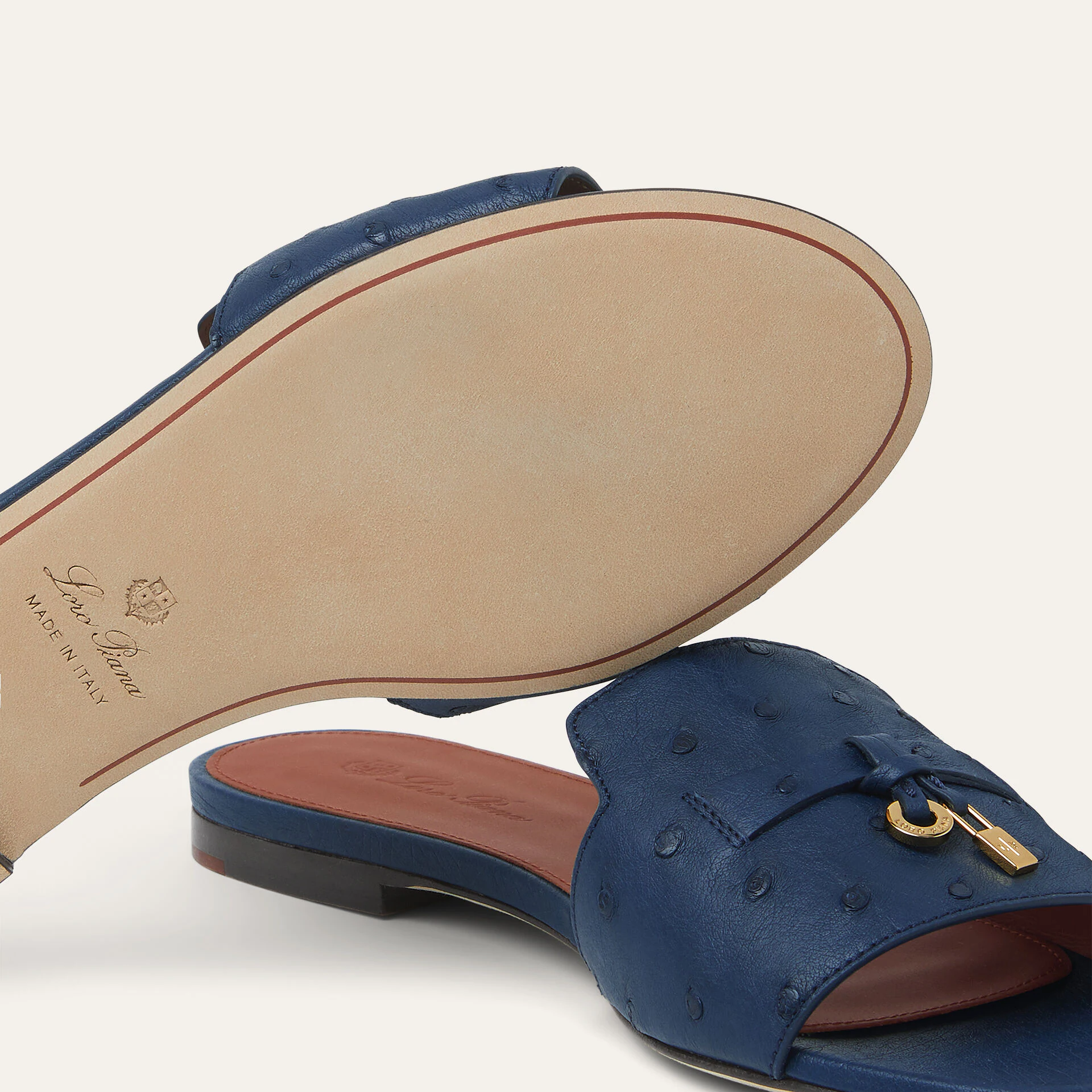 Loro Piana Summer Charms Sandal in Ostrich Leather