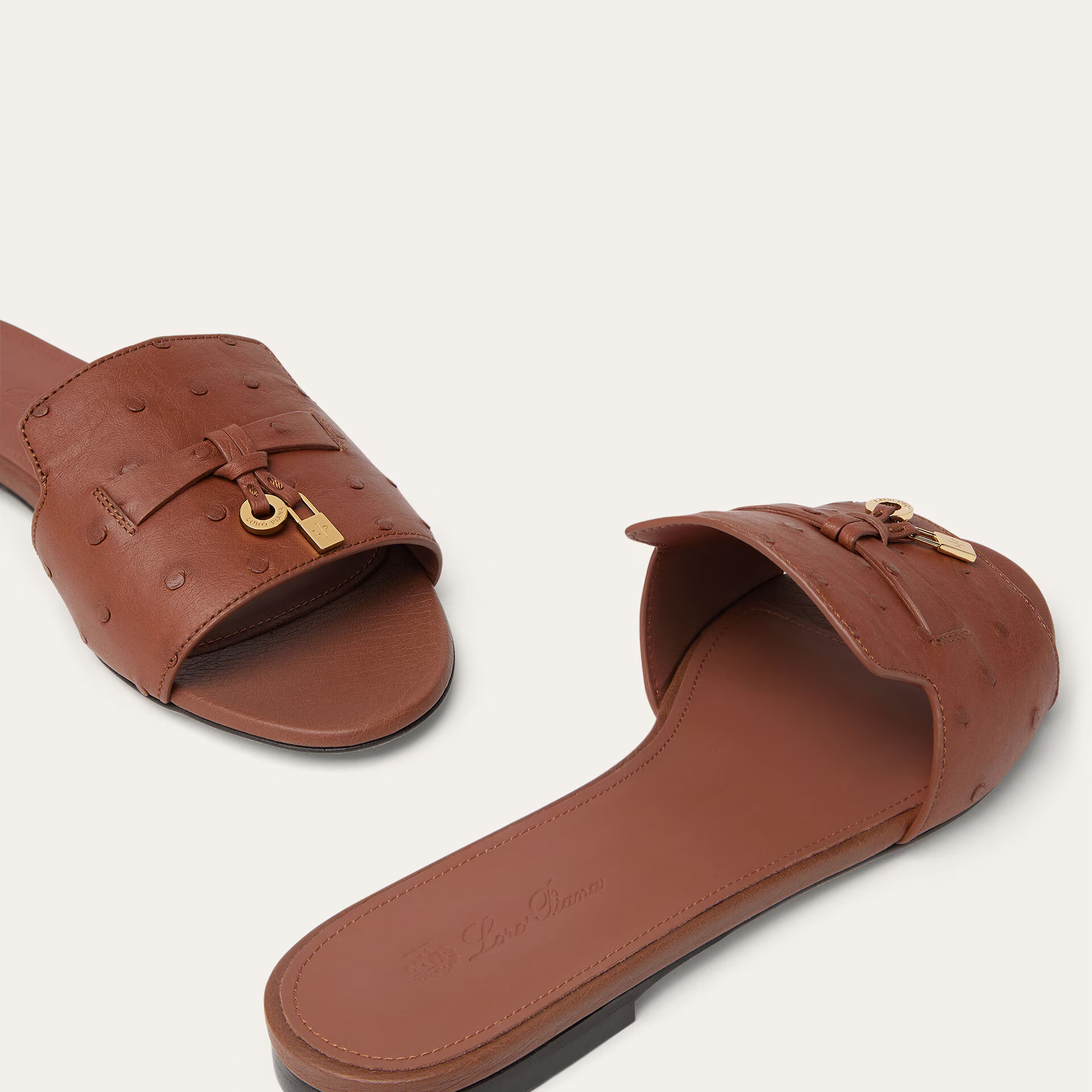 Loro Piana Summer Charms Sandal in Ostrich Leather