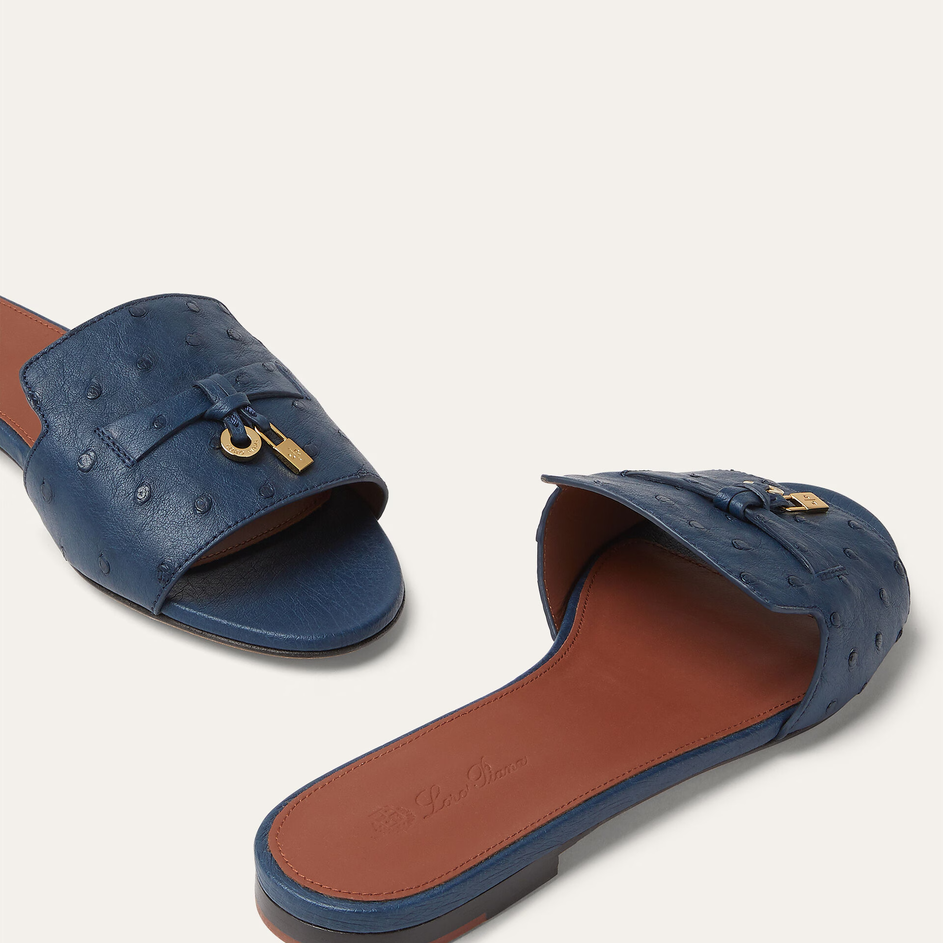 Loro Piana Summer Charms Sandal in Ostrich Leather