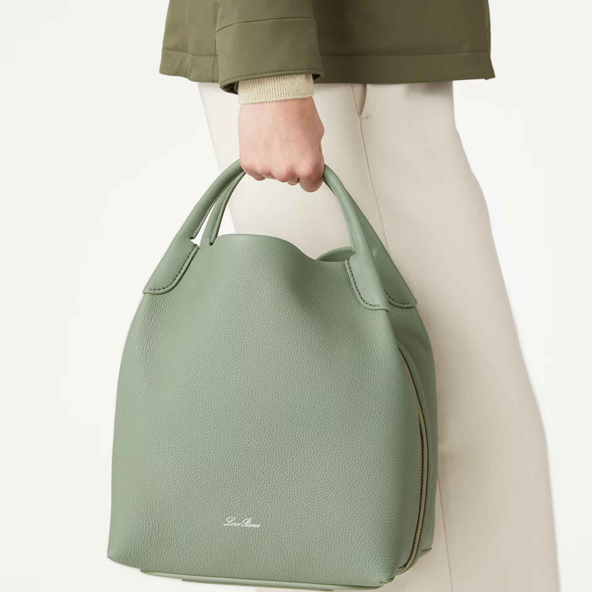 Loro Piana Large Bale bag in Grained Calfskin