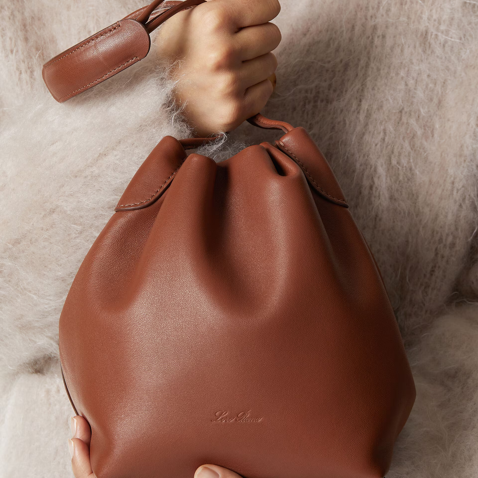 Loro Piana Small Bale Softy bag in Lambskin