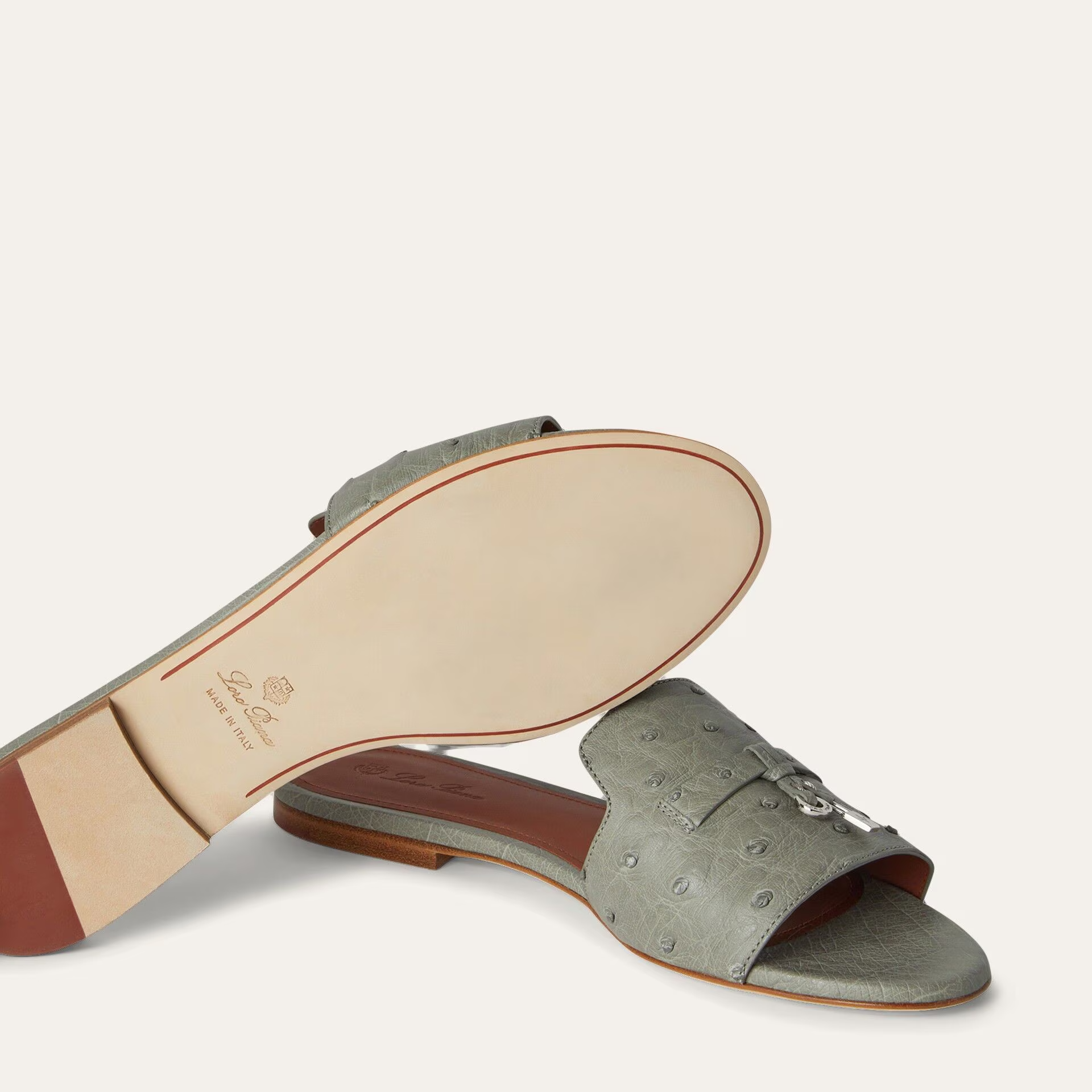 Loro Piana Summer Charms Sandal in Ostrich Leather