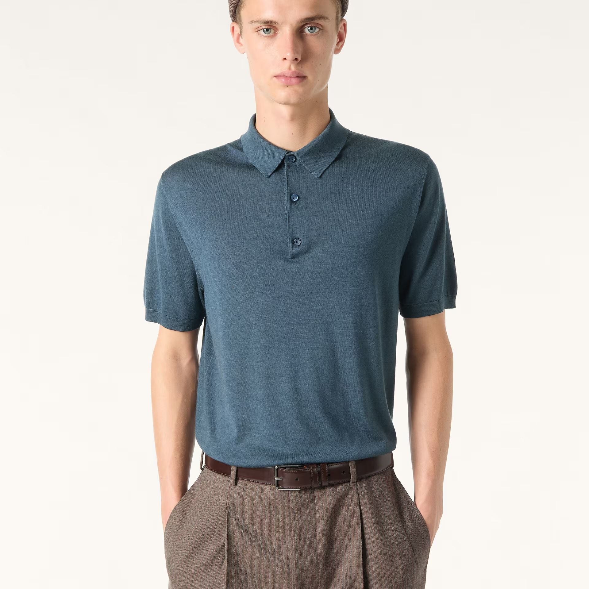 Loro Piana Sottile Polo Shirt in Virgin Wool, Cashmere, Silk