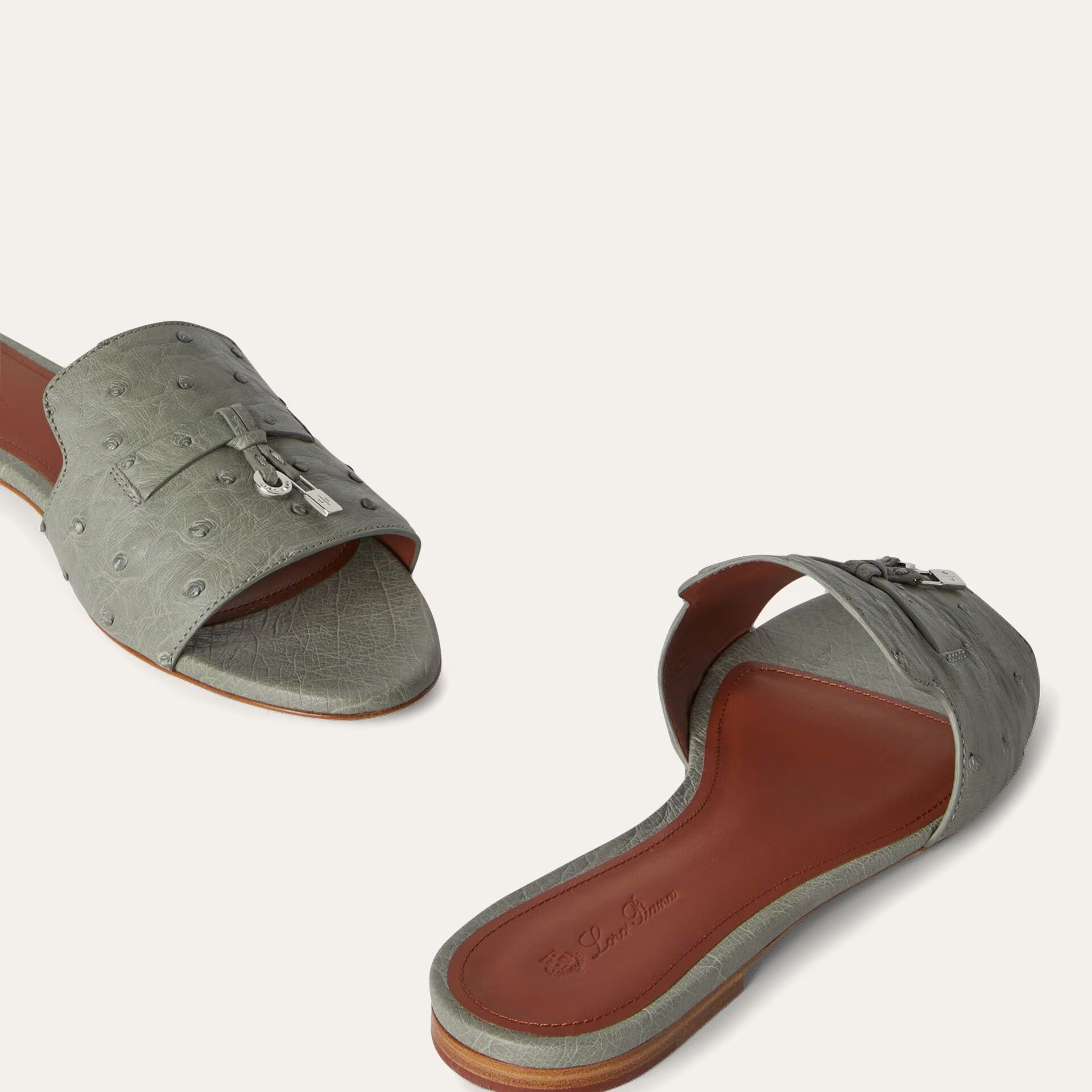 Loro Piana Summer Charms Sandal in Ostrich Leather