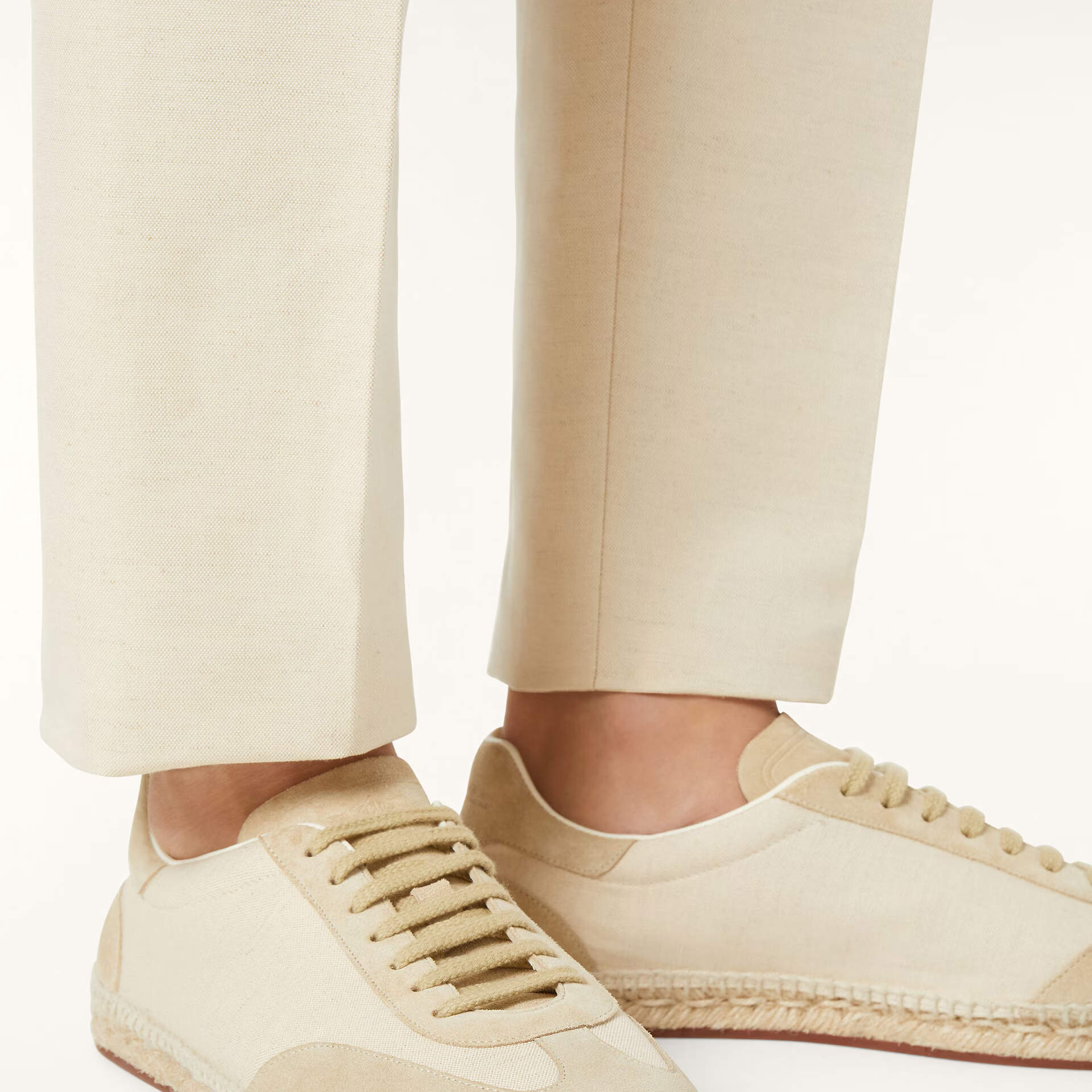 Loro Piana Sea Tennis Walk Sneaker in Cotton, Linen - Rain System®