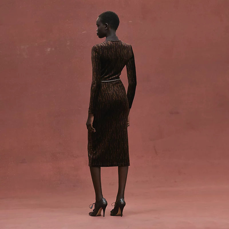 Hermès "Marble Waves" zipped asymmetric dress