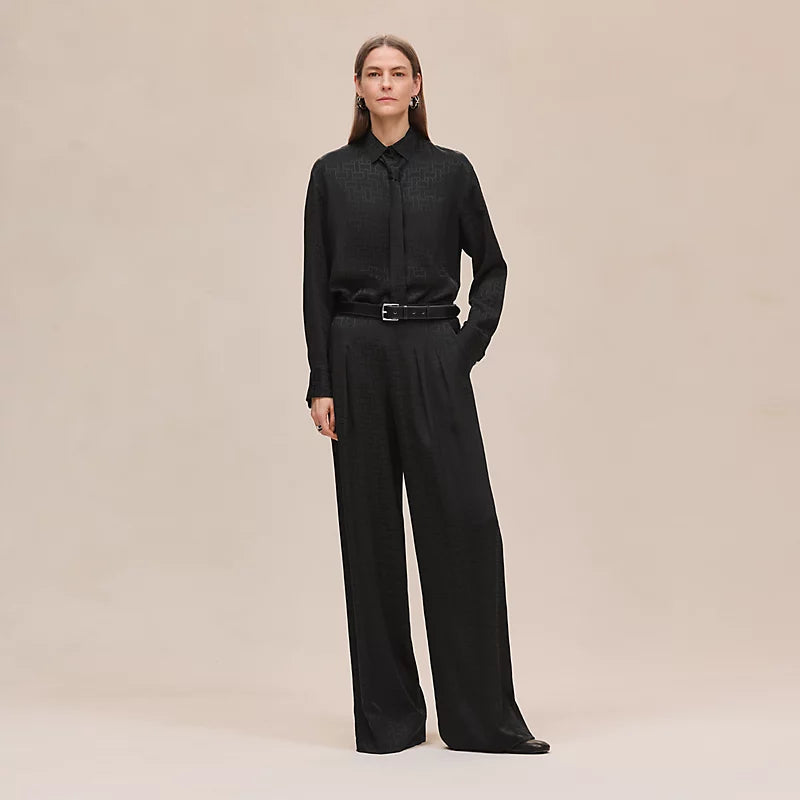 Hermès "Mosaique" ascot collar shirt