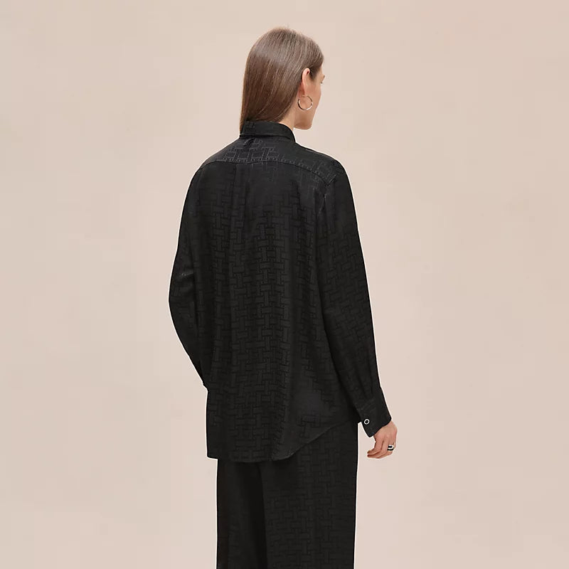Hermès "Mosaique" ascot collar shirt