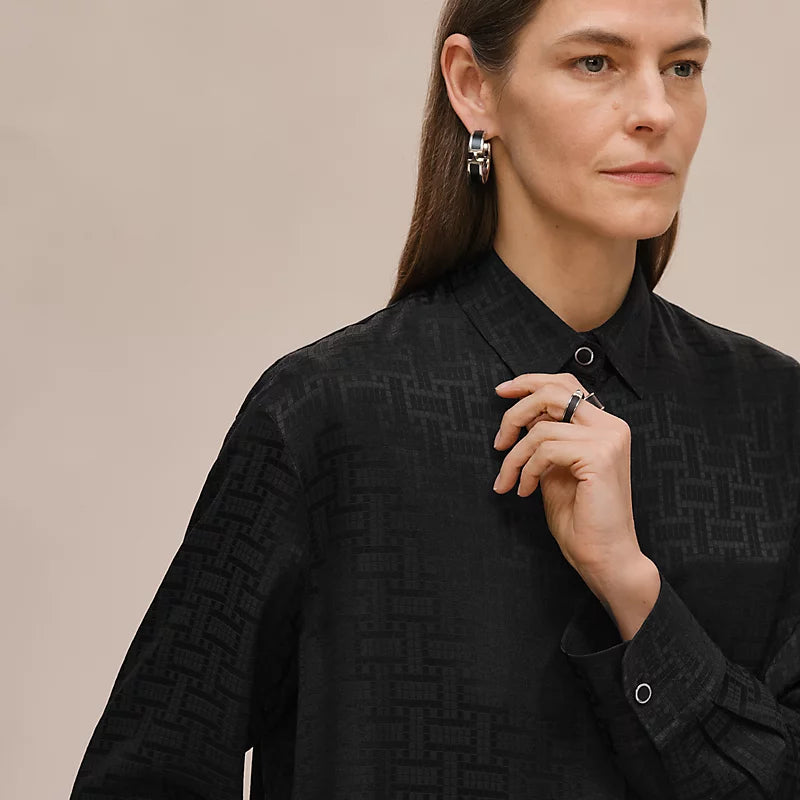 Hermès "Mosaique" ascot collar shirt