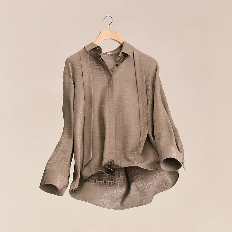 Hermès "Mosaique" ascot collar shirt