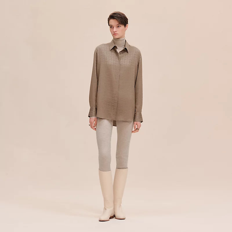 Hermès "Mosaique" ascot collar shirt