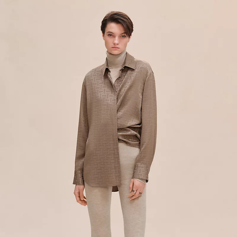 Hermès "Mosaique" ascot collar shirt